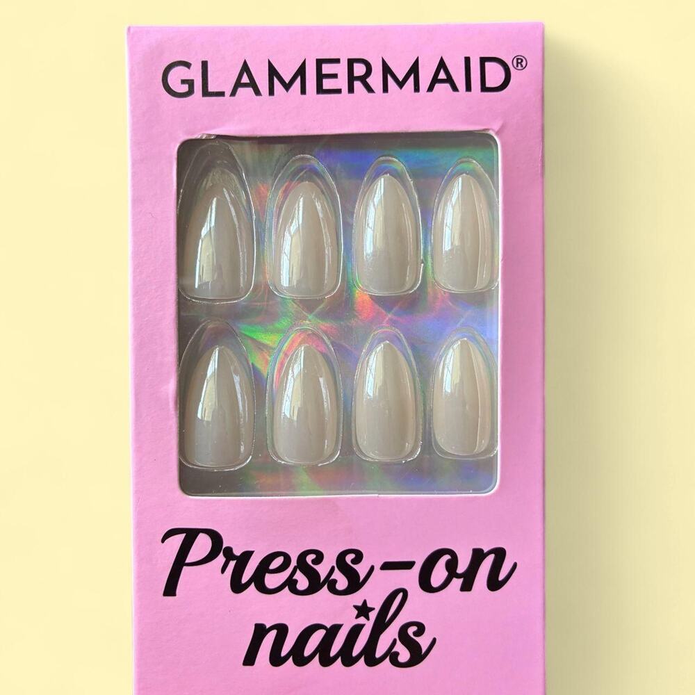 Glamermaid press on nails-Chrome Pearl White-NIB